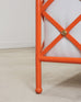 Pair of French Maison Jean Orange Iron Lattice Lounge Chairs