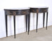 Pair of Regency Style Chinoiserie Decorated Demilune Consoles