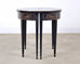 Pair of Regency Style Chinoiserie Decorated Demilune Consoles