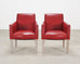 Pair of Italian Art Deco Style Red Leather Lounge Armchairs