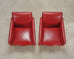Pair of Italian Art Deco Style Red Leather Lounge Armchairs