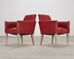 Pair of Italian Art Deco Style Red Leather Lounge Armchairs