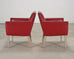 Pair of Italian Art Deco Style Red Leather Lounge Armchairs