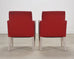 Pair of Italian Art Deco Style Red Leather Lounge Armchairs