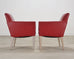 Pair of Italian Art Deco Style Red Leather Lounge Armchairs