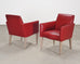 Pair of Italian Art Deco Style Red Leather Lounge Armchairs