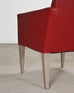 Pair of Italian Art Deco Style Red Leather Lounge Armchairs