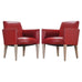 Pair of Italian Art Deco Style Red Leather Lounge Armchairs