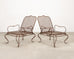 Pair of Rose Tarlow Twig Iron Garden Lounge Chairs + Ottomans