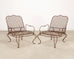 Pair of Rose Tarlow Twig Iron Garden Lounge Chairs + Ottomans