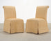 Pair of Skirted Scroll-Back Woven Raffia Slipper Chairs