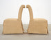 Pair of Skirted Scroll-Back Woven Raffia Slipper Chairs