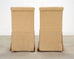 Pair of Skirted Scroll-Back Woven Raffia Slipper Chairs