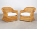 Pair of Organic Modern Rattan Wicker Lounge Armchairs