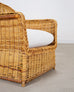 Pair of Organic Modern Rattan Wicker Lounge Armchairs