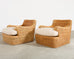 Pair of Ralph Lauren Wicker Lounge Chairs and Ottoman