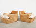 Pair of Ralph Lauren Wicker Lounge Chairs and Ottoman