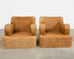 Pair of Ralph Lauren Wicker Lounge Chairs and Ottoman