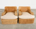 Pair of Ralph Lauren Wicker Lounge Chairs and Ottoman