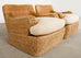 Pair of Ralph Lauren Wicker Lounge Chairs and Ottoman