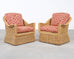 Pair of Bielecky Brothers Rattan Wicker Lounge Chairs + Ottoman