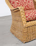Pair of Bielecky Brothers Rattan Wicker Lounge Chairs + Ottoman