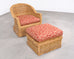 Pair of Bielecky Brothers Rattan Wicker Lounge Chairs + Ottoman