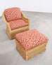 Pair of Bielecky Brothers Rattan Wicker Lounge Chairs + Ottoman