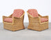 Pair of Bielecky Brothers Rattan Wicker Lounge Chairs + Ottoman