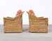 Pair of Bielecky Brothers Rattan Wicker Lounge Chairs + Ottoman