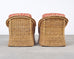 Pair of Bielecky Brothers Rattan Wicker Lounge Chairs + Ottoman