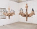 Pair of RH French Baroque Style Carved Wood 8-Arm Chandeliers