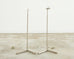 Pair of Casella Satin Nickel Adjustable Pharmacy Floor Lamps