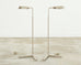 Pair of Casella Satin Nickel Adjustable Pharmacy Floor Lamps