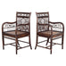 Pair of McGuire Chinese Chippendale Rattan Fretwork Armchairs
