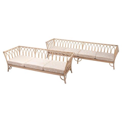 Pair of McGuire Organic Modern Rattan Cathedral Sofas 7 Ft 9 Ft