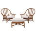 Pair of McGuire Organic Modern Rattan Lounge Chairs + Ottoman