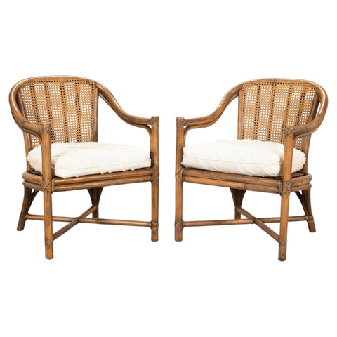 Pair of McGuire Organic Modern Rattan and Cane Armchairs