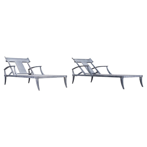 Pair of Neoclassical Greco-Roman Klismos Chaise Lounges
