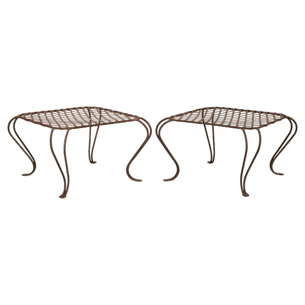 Pair of Rose Tarlow Twig Iron Garden Lattice Side Tables