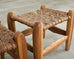 Pair of Primitive Woven Hickory Bark Rush Stools