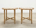 Pair of Danny Ho Fong Organic Modern Rattan Marble Tables