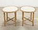Pair of Danny Ho Fong Organic Modern Rattan Marble Tables