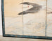 Pair of Japanese Meiji Six Panel Screen Cranes Above Cresting Waves