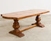 Country French Oak Parquet Top Farmhouse Trestle Dining Table