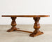 Country French Oak Parquet Top Farmhouse Trestle Dining Table