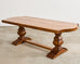 Country French Oak Parquet Top Farmhouse Trestle Dining Table