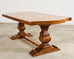 Country French Oak Parquet Top Farmhouse Trestle Dining Table