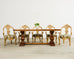 Country French Oak Parquet Top Farmhouse Trestle Dining Table