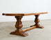 Country French Oak Parquet Top Farmhouse Trestle Dining Table